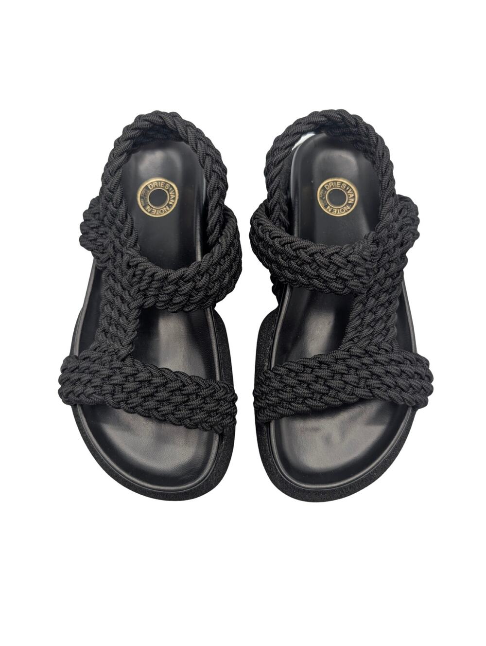 Dries Van Noten Black Braided Platform Sandals Size 37.5